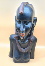 VTG African Hand carved Ebony black wood Tribal head 25