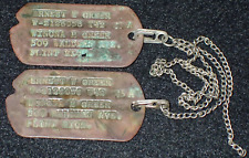 WW2 US Army Personnel Identification ID Disc PAIR Dog Tags ERNEST W GREER Mich. picture