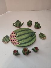 Miniature Tea Party Set Vintage~1995 Resin Colorful Watermelons 11pc picture