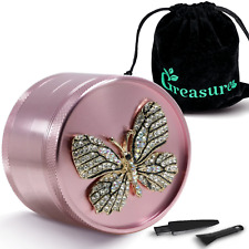 10pcs Tobacco Herb Grinder Pink Butterfly 2.5 inch-Aluminum 4 Piece pin picture