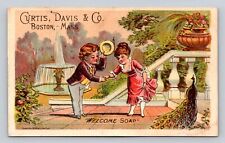 Curtis Davis Welcome Soap Man Woman Bow Fountain Couple  P447 picture