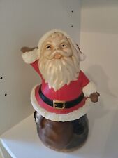 Vtg Ceramic Waving Santa Handpainted Red Gift Sack Christmas Signed Pat '77 picture