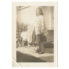 Vintage Photo Beautiful Pregnant Woman w Baby Bassinet 1940s Thick Mom Birth Kid picture