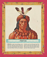 c1960 KELLOGG'S SUGAR POPS Box Back - FAMOUS INDIAN CHIEFS DRAWINGS - PONTIAC picture