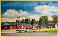 Lawrence Kansas College Motel Hotel Postcard c1950 picture