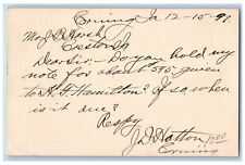 Prescott Iowa IA Creston IA Postal Card Note for About 595 Message 1897 Posted picture