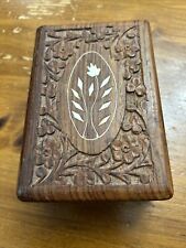 Vintage 1960's Indian Sheesham Wood Trinket Box - Decorative Collectible picture