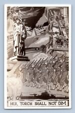 RPPC 1940'S. HER TORCH SHALL NOT DIM. STATUE OF LIBERTY, NY. POSTCARD. SM20 picture