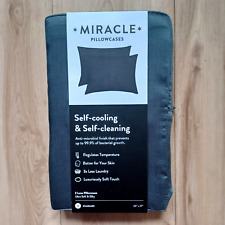 MIRACLE LUXE PILLOWCASES SET (2) STANDARD CHARCOAL SELF-COOLING ANTI-MICROBIAL picture