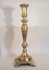 17 inch Antique 18th 19th century Brass Candlestick Baluster Shape Footed Base picture