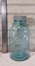 Vintage Ball Perfect Mason Blue Aqua  1/2 Gal Jar #2 With Zinc Lid Mint  picture