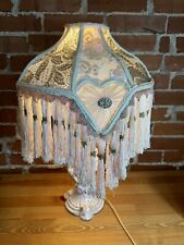 Beautiful Victorian Beaded Fringed Lamp Shade Champagne And Lace (lamp Included) picture