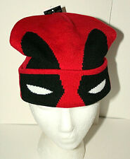 Marvel Comics Deadpool Red Winter Knit Cap Hat New Flip Down Cuff OSFM picture