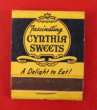 FASCINATING CYNTHIA SWEETS CHOCALATES BOSTON MASS ADVERTISING MATCHBOOK RARE  picture