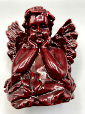 Vintage Small Red Resin Thinking Cherub Figurine picture