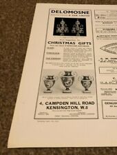 ANT5 ANTIQUES ADVERT 11X4 DELOMOSNE & SONS : DERBY VASES - GLASS CANDELABRA picture