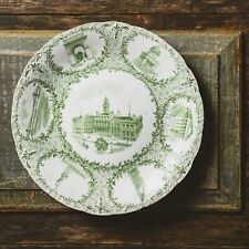 Antique New York Souvenir Plate L. Straus & Sons Green Transfer Plate 1919 Prov picture