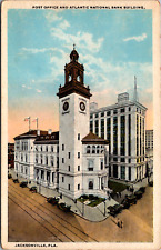 Jacksonville Florida FL Post Office & National Bank  Vintage C. 1920's Postcard picture