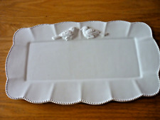 Mud Pie White Ceramic Tray with two Birds Embossed Design picture