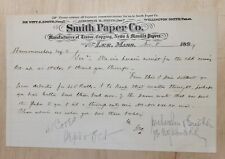 1897 Antique Document, Smith Paper Co. Lee, Massachusetts, Signed picture