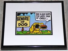 MIKE PETERS GRIMMY FRAMED COMIC STRIP CARD BEWARE OF DOG CHILI picture