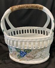 Vintage Ethan Allen Ceramic Basket Floral Decoration Thailand picture