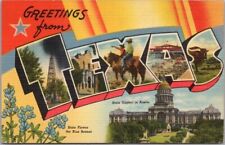 c1940s TEXAS Large Letter Postcard w/ State Capitol & Bluebonnet Flower / Linen picture