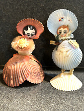 2X Vintage Sea Shell Dolls Southern Belle Blue and Pink 5