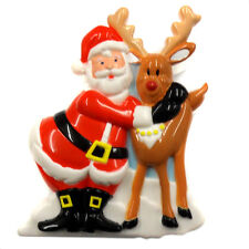 ACME Singing Santa Claus Christmas Hugging Rein Deer Magnetic Clip 92806-99806 picture