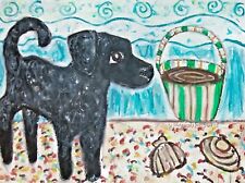 Curly-coated Retriever Dog, 11x14 Art Print, Dog Lover Gift, on the Beach KSams picture
