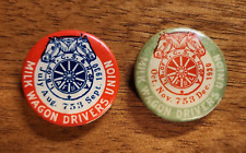 Two 1930 Milk Wagon Drivers Union 753 Pinbacks Pins Buttons picture