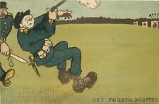Postcard 1910 Military Soldiers Rifle Range target Practice comic TP24-1350 picture