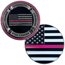 DL2-03 Thin Pink Line Core Values Challenge Coin Police Officer Breast Cancer Aw picture