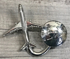Alaska Airplane Music Notes Large Silver Color Souvenir Pin Brooch picture