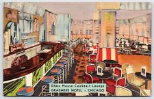 Postcard Graemere Hotel Glass House Cocktail Lounge Chicago Illinois Posted 1940 picture