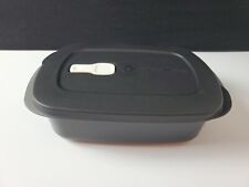 Tupperware Crystalwave + 4 Cup Microwave Rectangular Dish Container Black  picture
