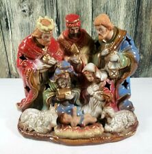 Kirklands Christmas Potters Grade Nativity Night Light Original Box WORKS picture