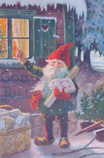 1911 Santa Claus Gnome A/S Jenny Nystrom Vintage Christmas Postcard Sweden picture