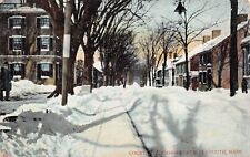 Plymouth MA Massachusetts Court Main Street Winter Snow Storm Vtg Postcard A44 picture