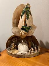 PAIR OF COOL VINTAGE INTRICATE SEASHELL/ PALM TREE/ CRUCIFIX TV LAMP AMERICANA picture