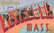Plymouth MA-Massachusetts, Large Letter Greetings Landmarks, Vintage Postcard picture
