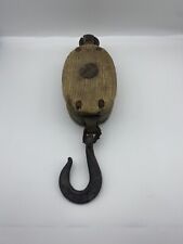 Two Vintage Boat Pulley Wood And Cast Iron picture