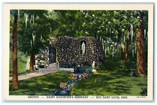 c1940 Grotto Saint Augustine Seminary Bay Saint Louis Mississippi Linen Postcard picture