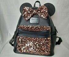 Disney Parks Loungefly Mini Ears And Gold And Black Sequined Bow Pocket Backpack picture
