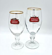 Stella Artois Gold Rimmed Beer Chalice Glasses 40 & 33 CL His & Hers Matching picture