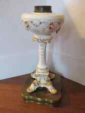 antique kerosene gas oil lamp Victorian Dresden German porcelain flowers restore picture