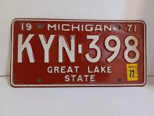 1971 Michigan License Plate #KYN-398 Great Lake State Metal Car Automobile picture