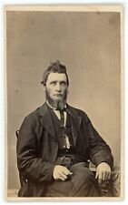 Antique CDV Circa 1870s McCormick Stoic Looking Man Chin Beard in Suit Oxford PA picture