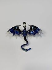 Dragon Brooch Pin Pendant Blue with Faceted Faux Gems Crystals Sparkly * picture