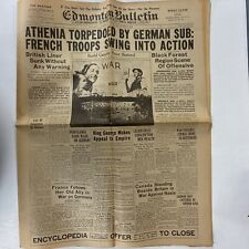 Edmonton Bulletin Newspaper Alberta Canada September 4, 1939 World War Declared picture